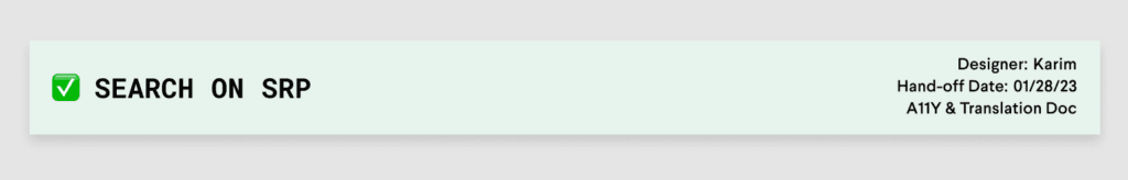 Jira ticket with linked handoff documentation