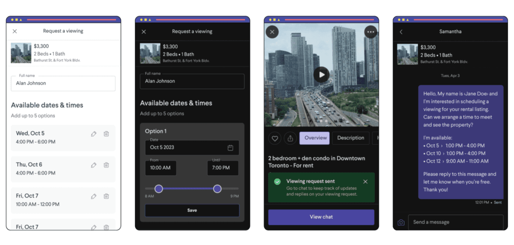 Overview of the Request a Viewing feature